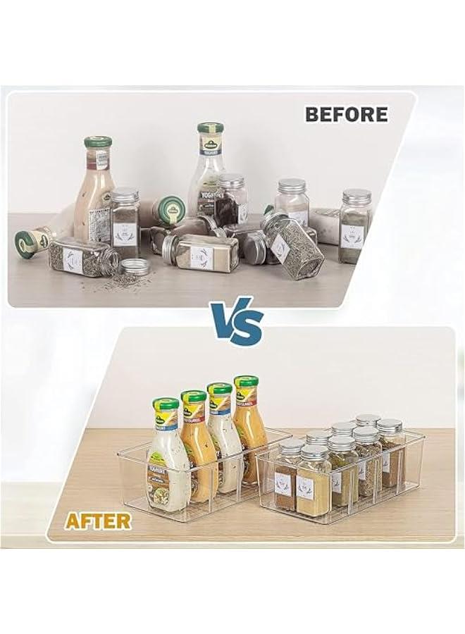 هوكور صناديق تنظيم وتخزين الطعام من هوكور، صناديق تخزين بلاستيكية شفافة لخزانة المؤن والمطبخ والثلاجة وتنظيم الخزانة والتخزين، حامل بـ 3 اقسام للحزم والوجبات الخفيفة وعبوات التوابل - Image 4