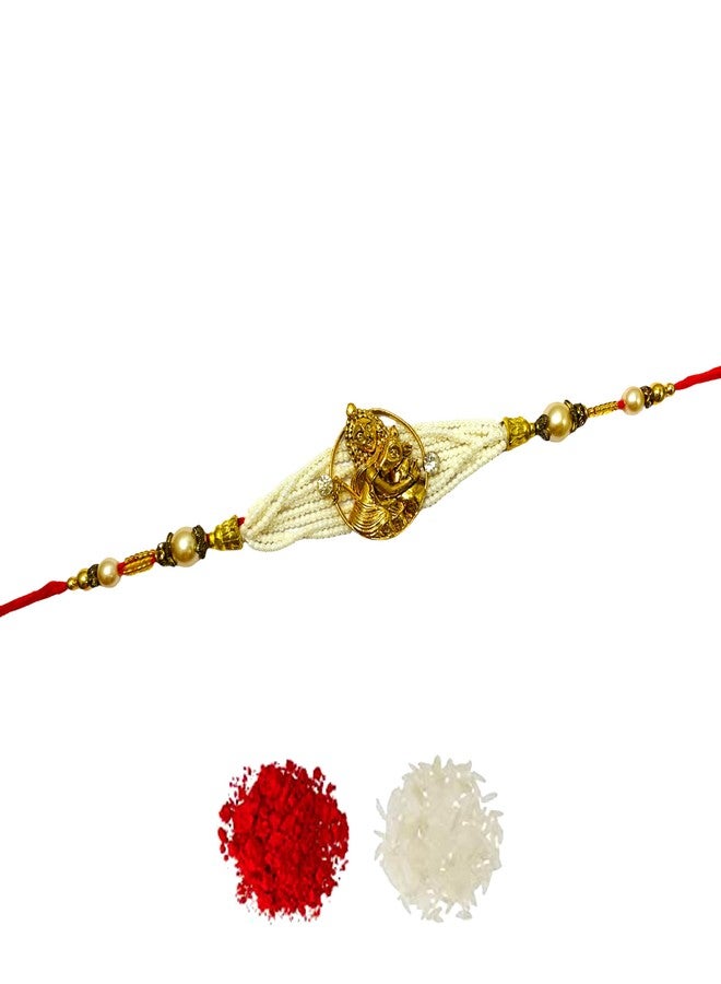 Evisha إيفيشا كريشنا بقرة مورتي حزام اللؤلؤ تصميم ثقيل راخي للأخ | كومبو-173 | راخي || مجموعة راخي || راخي للأخ || راخي للأخ وبهابي || كومبو راخي || بهية بهابهي راخي || هدايا راخي - Image 1