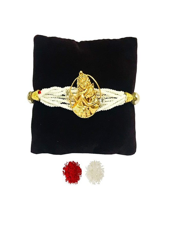 Evisha إيفيشا كريشنا بقرة مورتي حزام اللؤلؤ تصميم ثقيل راخي للأخ | كومبو-173 | راخي || مجموعة راخي || راخي للأخ || راخي للأخ وبهابي || كومبو راخي || بهية بهابهي راخي || هدايا راخي - Image 2