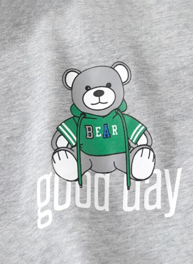 YUNIQEE Green Crew Neck Long Sleeve Printed Pullover With Track Pant