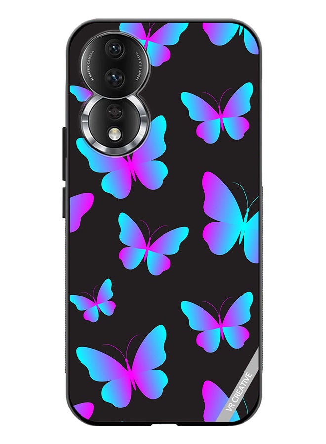 VR CREATIVE Protective Case Cover For Honor 80 Neon Butterflies Seamless Pattern Design Multicolour - Image 1
