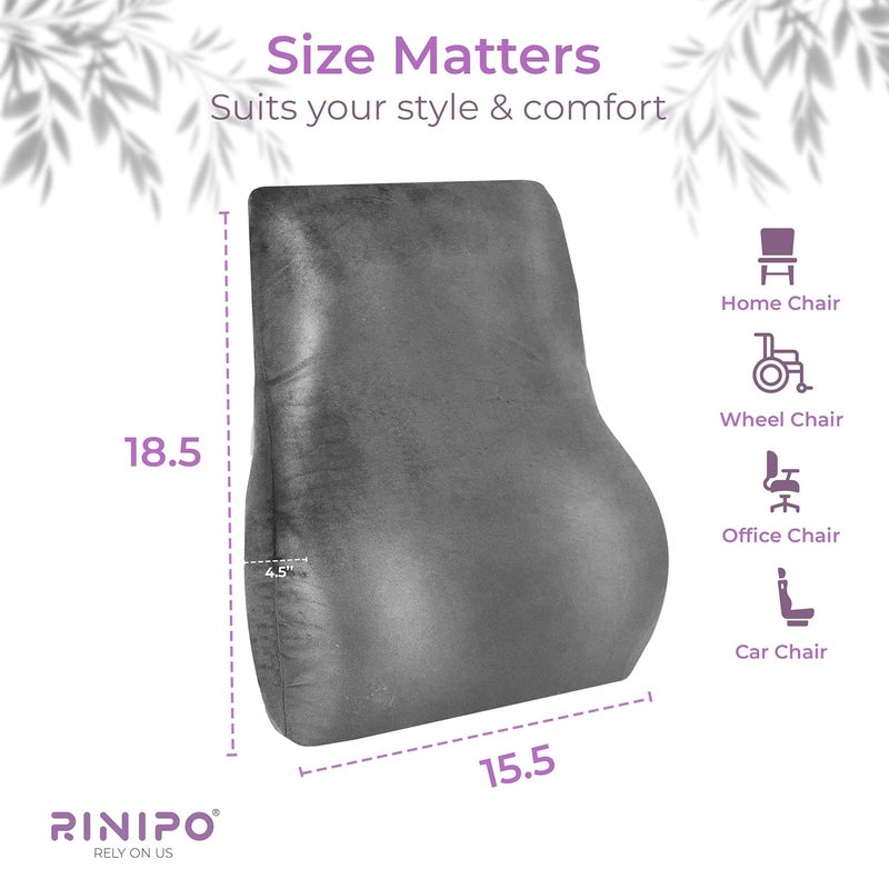 RINIPO Back Support for Office Chair Memory Foam car seat Back SupportSitting Pillow for BackOrthopaedic Lumbar SupportBack Rest for Back Pain Relief Grey - Image 3