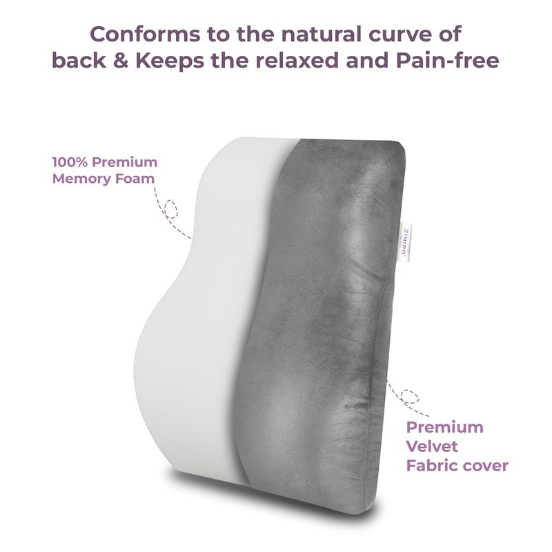 RINIPO Back Support for Office Chair Memory Foam car seat Back SupportSitting Pillow for BackOrthopaedic Lumbar SupportBack Rest for Back Pain Relief Grey - Image 4