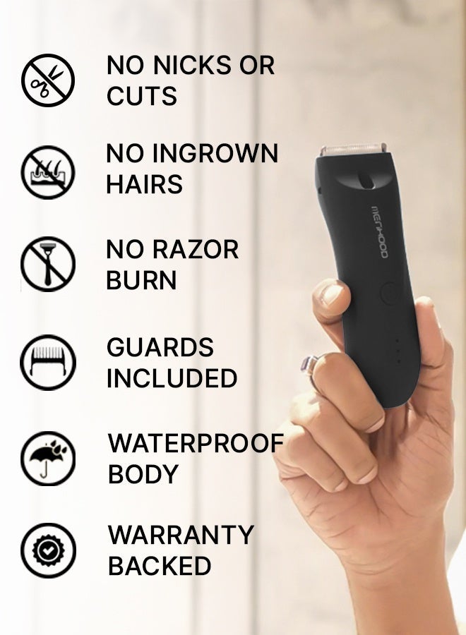 MENHOOD Waterproof Cordless Grooming Trimmer 1.0 Pro Black & Intimate Wash for Men 150ML | Complete Male Grooming Kit | Full Body & Beard Trimmer with 150 Min Runtime | Rechargeable Electric Groomer & Shaver | Tea Tree & Neem Oil Foaming Wash | Anti-Fungal, pH Balanced, Skin Brightening & Long-Lasting Freshness - Image 3