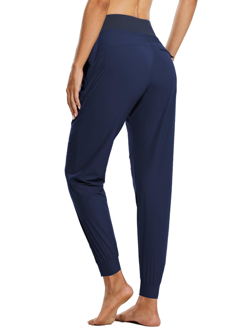 Baleaf بنطلونات جوجر للنساء من باليف 28'' خفيفة الوزن للسير في الطبيعة عالية الخصر مع 5 جيوب بسحاب سريعة الجفاف للسفر رياضية UPF50+ زرقاء M - Image 2