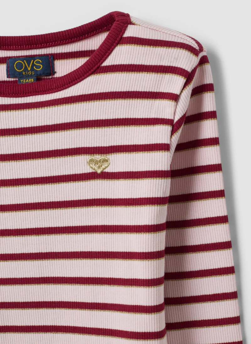 Ovs  OVS Girlsâ€™ Multicolour Striped Stretch-Cotton T-Shirt With Embroidery for Women | Best Price UAE