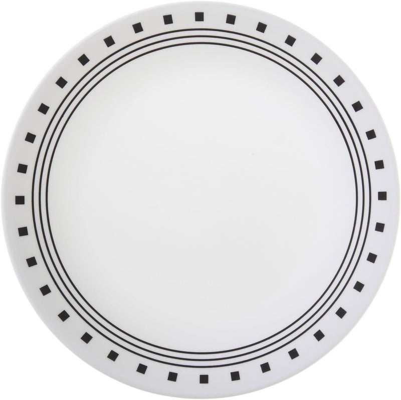 Corelle Livingware BlackWhite Glass City Block Luncheon Plate 12 pk