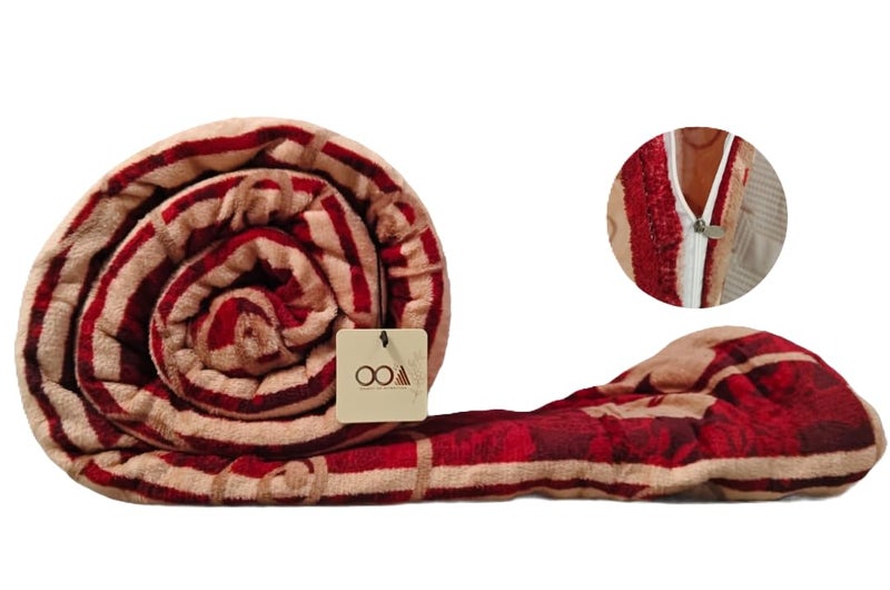 OOA OOA Flannel Double Bed DoharDuvetQuiltBlanket Cover with Zipper 90x100 Inch Maroon can be Used as AC Blanket  - Image 1