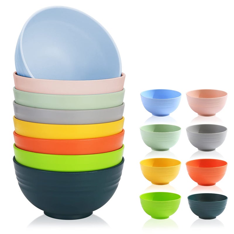 Berglander 26 oz Plastic Bowls Set of 8 Colors, Reusable and Sturdy Unbreakable Bowl for Soup,RSet of 8 Colorsamen, Popcorn,Salad, Drop Resistant Dinnerware BPA Free, Microwave Safe Dishwasher Safe - Image 1