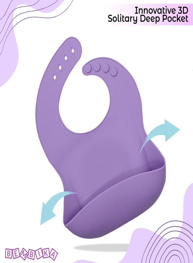 بيمبيكا مجموعة أدوات مائدة سيليكون أساسية لتغذية الأطفال من بيمبيكا، مناسبة لتدريب الأطفال الرضع على تناول الطعام (عبوة من 4 قطع) (بنفسجي) - Image 4