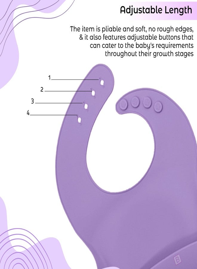 بيمبيكا مجموعة أدوات مائدة سيليكون أساسية لتغذية الأطفال من بيمبيكا، مناسبة لتدريب الأطفال الرضع على تناول الطعام (عبوة من 4 قطع) (بنفسجي) - Image 3