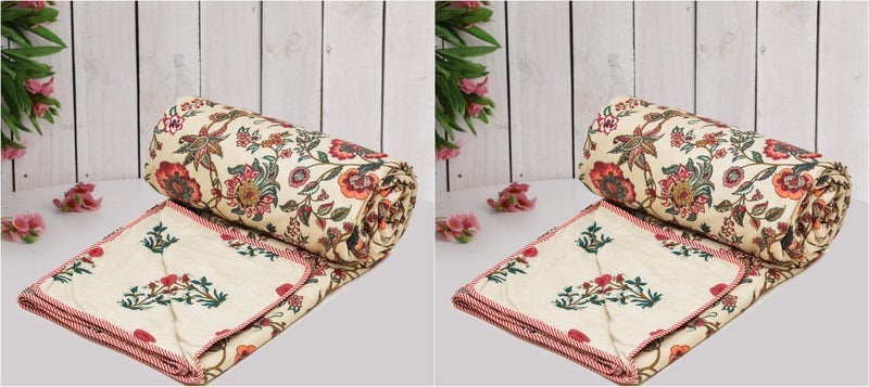RRC Super Soft Brushed Microfiber Cotton 3 Layer Breathable Set of 2 Single Dohar Lightweight Warm Bed Dohar 57X87(Inches) 144X220(CM) All-Weather 120 GSM AC Dohar Blanket - Image 1