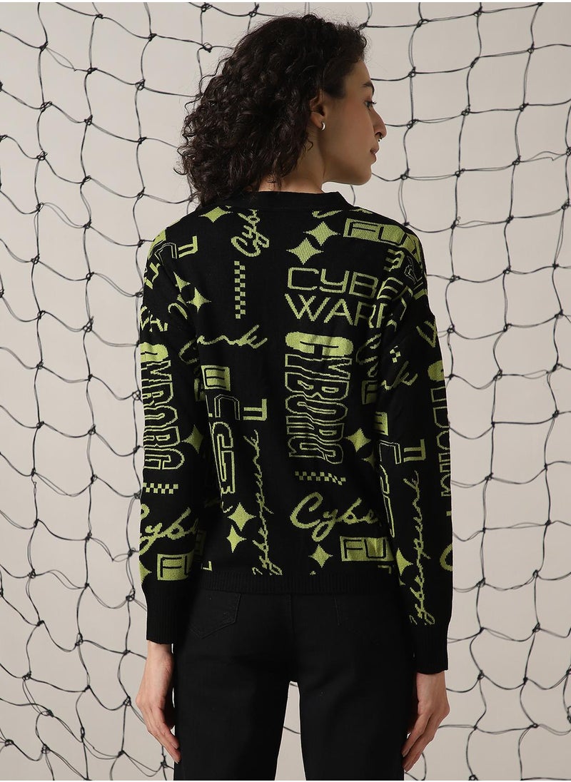 Hubberholme - Women's Green 100% Acrylic Solid Sweater - Image 1