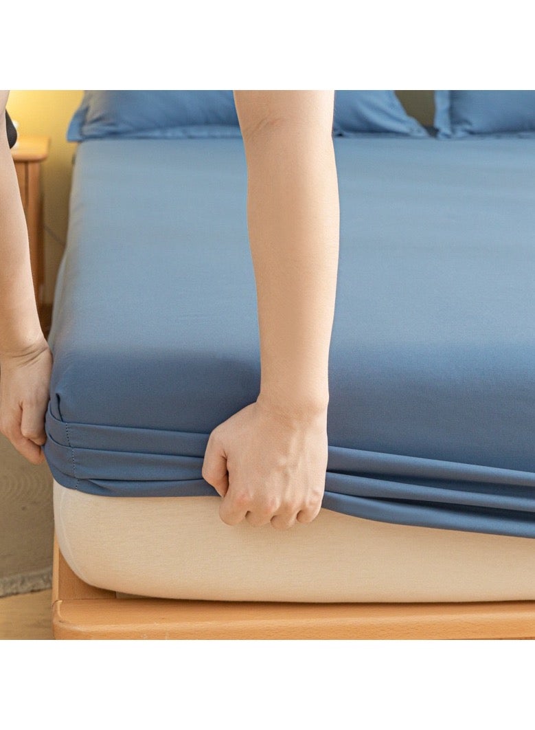 Yahor Bedding Fitted Sheet - Fits 200x220 Cm For King Bed - 3 Pcs (1 Fitted Sheet and 2 Pillowcases) - 30Cm Deep Pocket - Solid Color 100%Cotton - Image 2