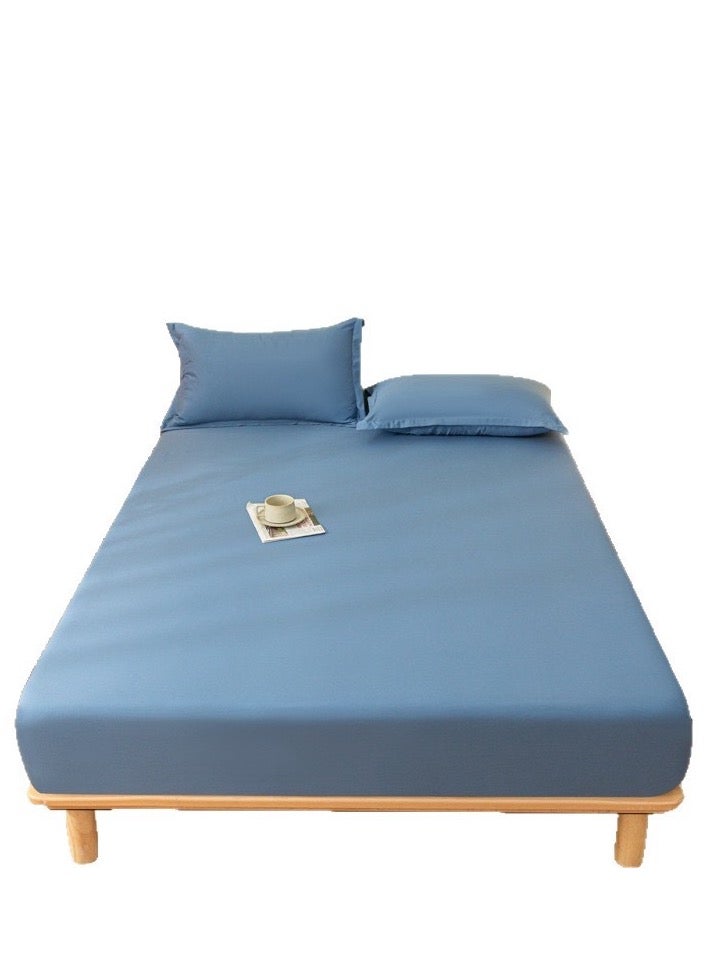 Yahor Bedding Fitted Sheet - Fits 200x220 Cm For King Bed - 3 Pcs (1 Fitted Sheet and 2 Pillowcases) - 30Cm Deep Pocket - Solid Color 100%Cotton - Image 1
