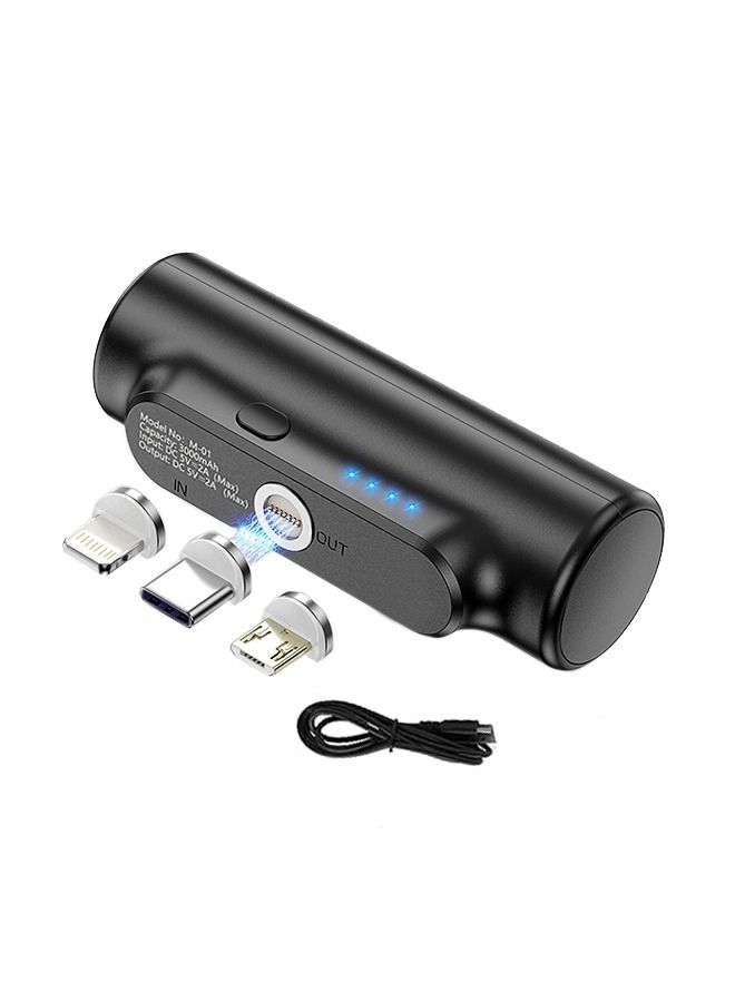 Mini Universal Portable Charger, Wireless Power Bank 3000mAh Compatible with Micro/Lightning/Type-c Connector Ultra-Compact Portable Charger Battery Pack Compatible with Most Phones - Image 1