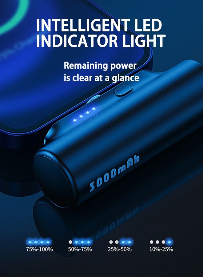 Mini Universal Portable Charger, Wireless Power Bank 3000mAh Compatible with Micro/Lightning/Type-c Connector Ultra-Compact Portable Charger Battery Pack Compatible with Most Phones - Image 5