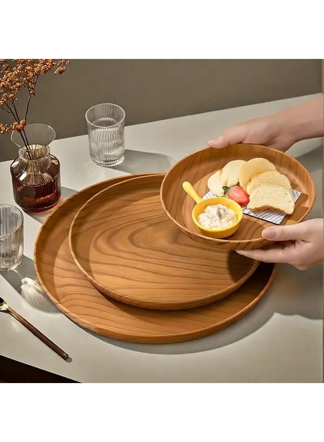 Wood Grain Plastic Non Slip Food Tray Set Multipurpose Breakfast Storage Tray - Image 5