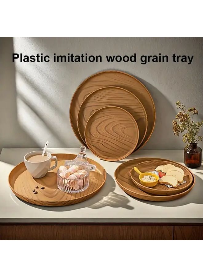 Wood Grain Plastic Non Slip Food Tray Set Multipurpose Breakfast Storage Tray - Image 1