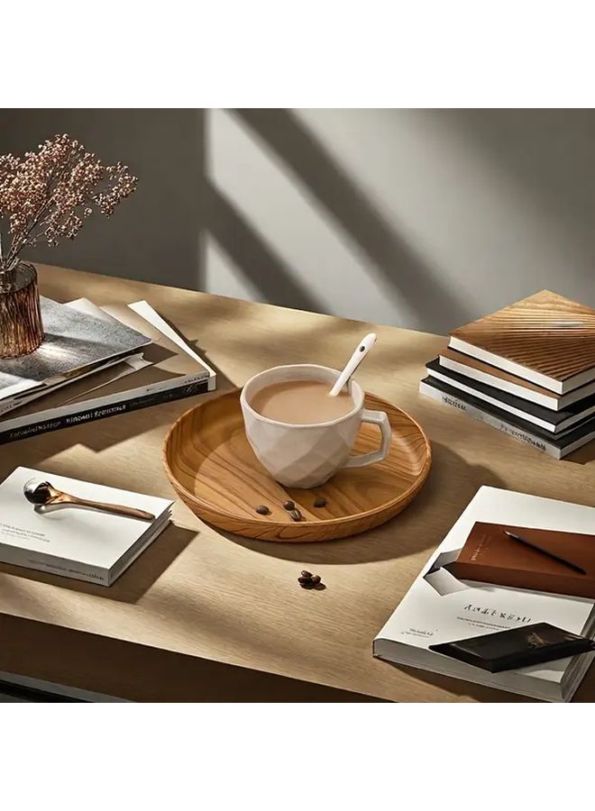 Wood Grain Plastic Non Slip Food Tray Set Multipurpose Breakfast Storage Tray - Image 4