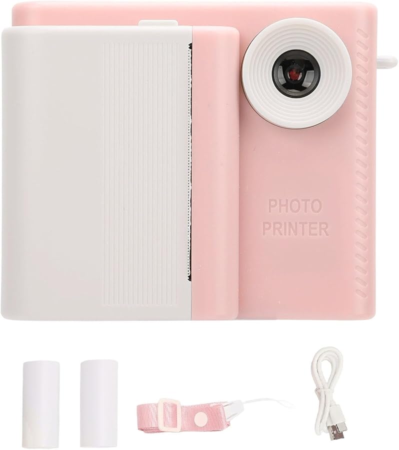 Pink Kids Print Camera Dual Lens HD Video Recorder with 3 Rolls Paper Christmas Birthday Gift - Image 2