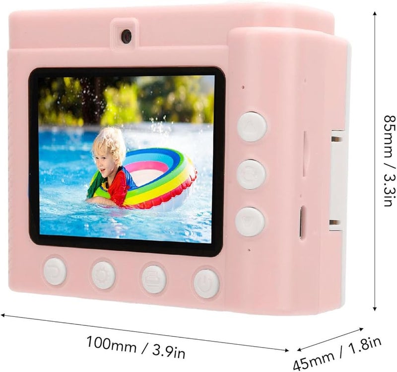 Pink Kids Print Camera Dual Lens HD Video Recorder with 3 Rolls Paper Christmas Birthday Gift - Image 3