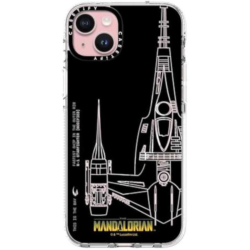 Casetify Clear iPhone 15 Plus Case 【Mandalorian Co-Lab/Not Yellowing / 6.6ft Drop Protection/Compatible with Magsafe】 - N-1 Starfighter - Clear - Image 1