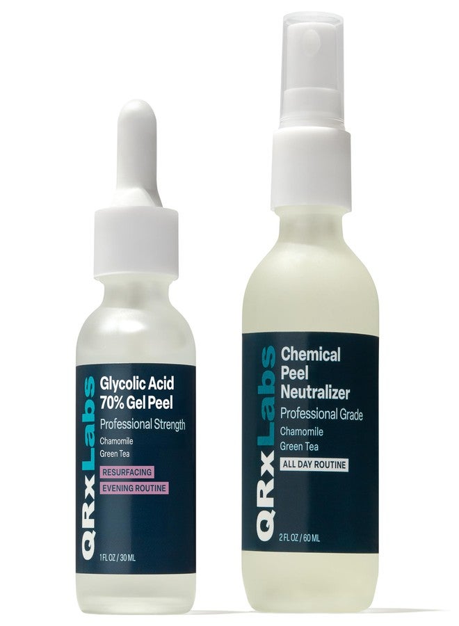 QRxLabs 70% Glycolic Acid Gel Peel & Neutralizer Set - Professional-grade skincare for acne, wrinkles, collagen boost - 1 fl oz & 2 fl oz bottles - Image 1