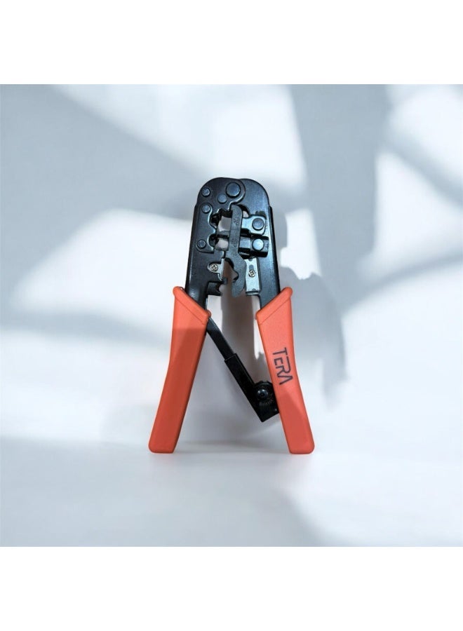 أداة تجعيد وشريط RJ45، متعددة الوظائف للشبكات، برتقالي وأسود، قاطع مدمج، متوافق مع RJ45، أداة احترافية كابلات الإيثرنت - Image 1