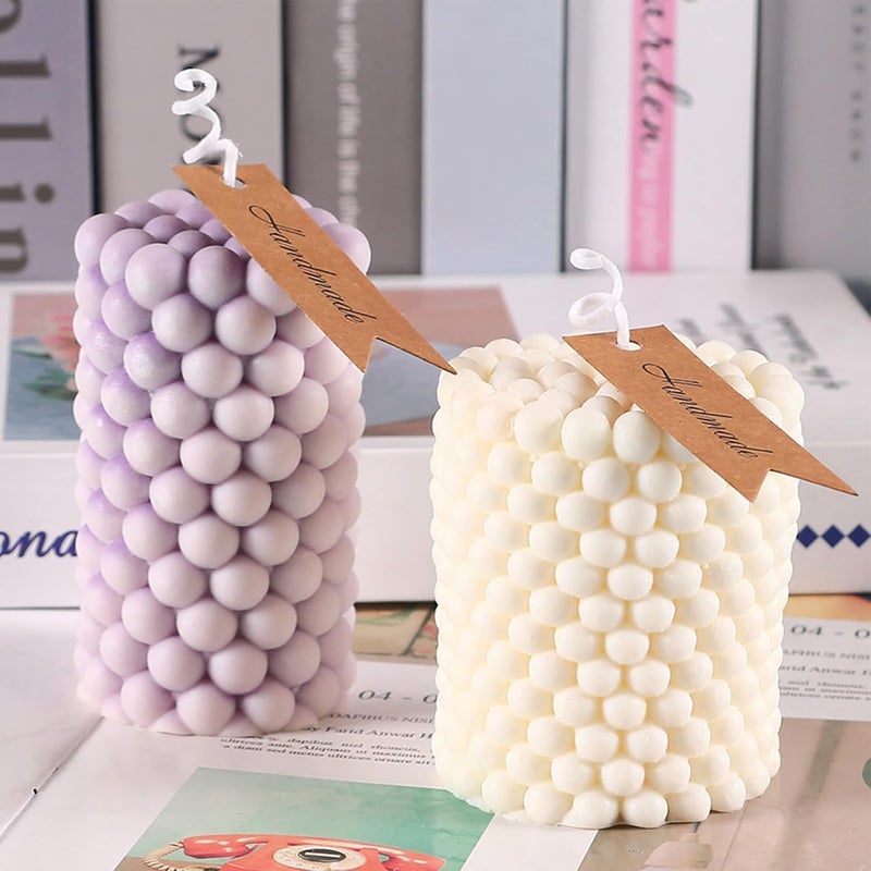 Skytail Cylinder Silicone Candle Mold Bubble Pillar Cube Bubble Ball Resin Casting Moulds for Resin Casting Wax Making Polymer Clay DIY Craft Candle Making Mould - Image 4