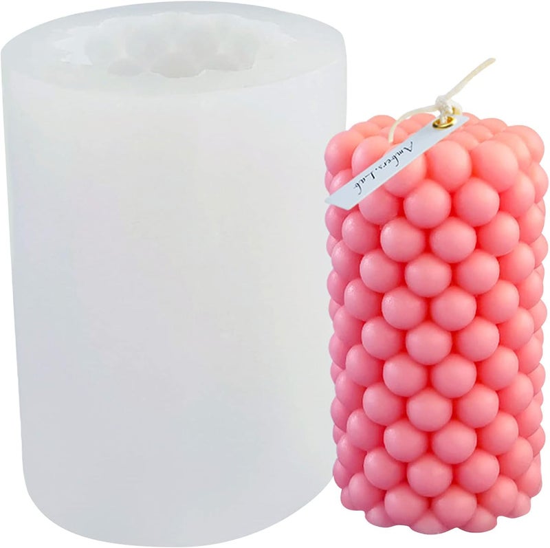 Skytail Cylinder Silicone Candle Mold Bubble Pillar Cube Bubble Ball Resin Casting Moulds for Resin Casting Wax Making Polymer Clay DIY Craft Candle Making Mould - Image 1