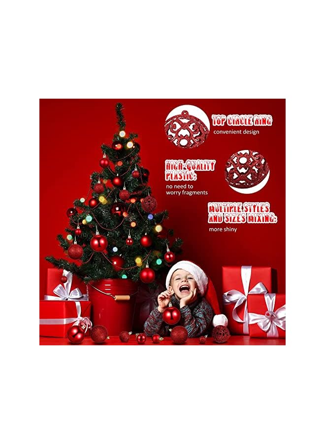 The Bros FAM 20pcs Christmas Balls Decorations - Christmas Tree Balls Ornaments 5cm Tree Ornaments – Christmas Hanging Ornaments (Red) - Image 2