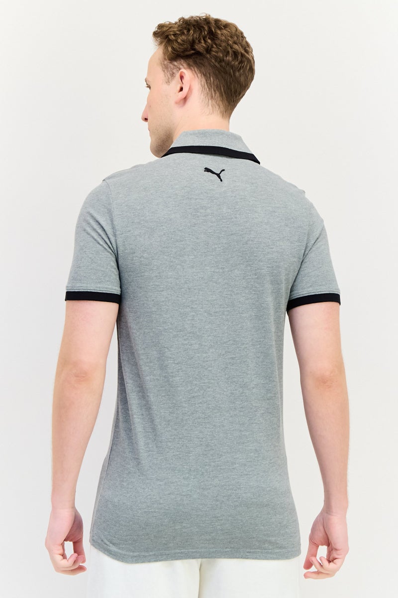 PUMA تي شيرت بولو رياضي للرجال بأكمام قصيرة، رمادي هيثر - Image 3