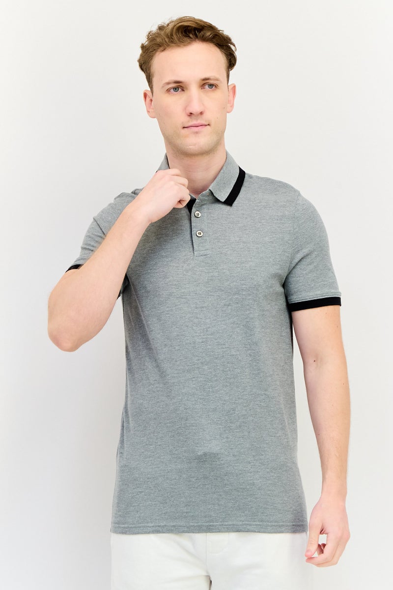 PUMA تي شيرت بولو رياضي للرجال بأكمام قصيرة، رمادي هيثر - Image 1