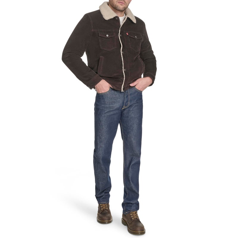 Levi's Men's Cotton Trucker, Chocolate Brown Corduroy, Large - Image 4