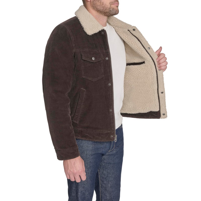 Levi's Men's Cotton Trucker, Chocolate Brown Corduroy, Large - Image 3