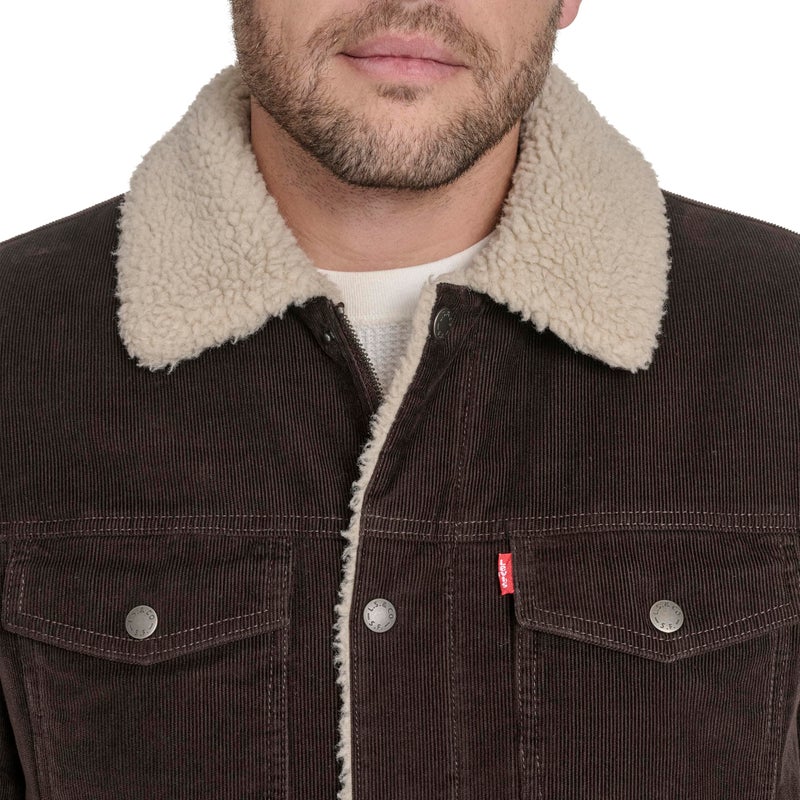 Levi's Men's Cotton Trucker, Chocolate Brown Corduroy, Large - Image 2