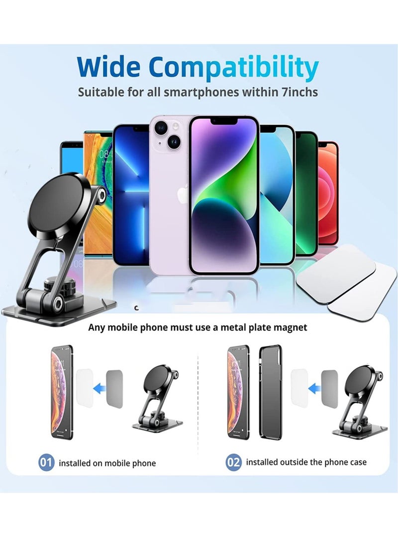 Excefore Magnetic Phone Holder for Car - Alloy Folding Magnetic Car Phone Holder,Strong 6 Magnets, 360° Rotation, and Foldable Arm for All Phones - Image 4