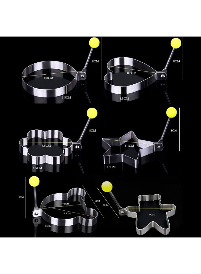 Slomg 8pcs Set Fried Egg Rings Molds Non Stick for Griddle Pan, Egg Shaper Pancake Maker with Handle, Stainless Steel Egg Form for Frying Cooking - Image 4
