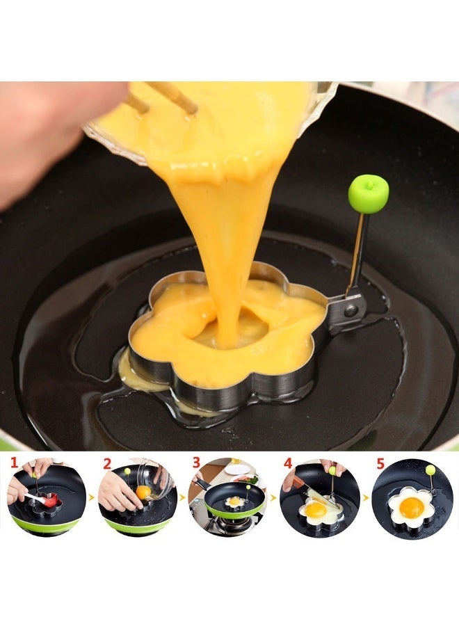 Slomg 8pcs Set Fried Egg Rings Molds Non Stick for Griddle Pan, Egg Shaper Pancake Maker with Handle, Stainless Steel Egg Form for Frying Cooking - Image 2