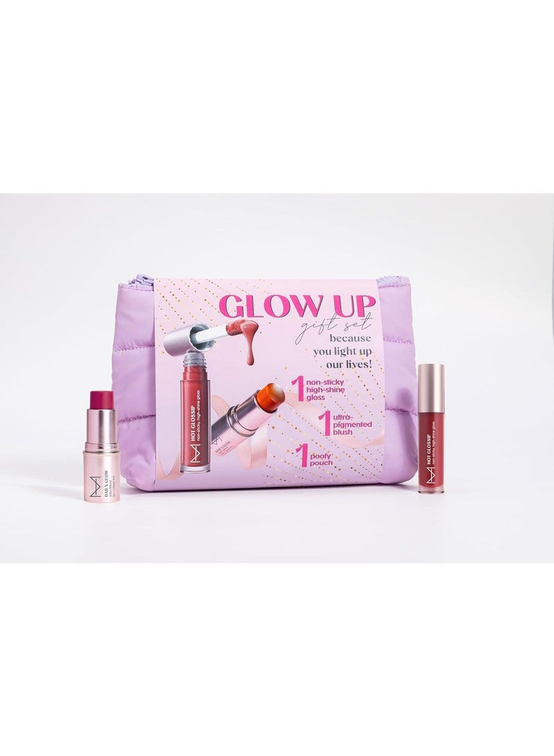 House Of Makeup Glow Up Makeup Gift Kit (Blush + Lip Gloss + Lilac Poofy Pouch) | Makeup Gift Set  Beet + Juicy Secrets 4.7g*2 - Image 1