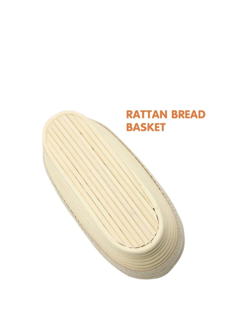 2 قطعة بيضاوية طويلة 10 بوصة Banneton Brotform الخبز العجين التدقيق ارتفاع سلة الروطان وبطانة للخبازين المهنية والمنزلية  - Image 2