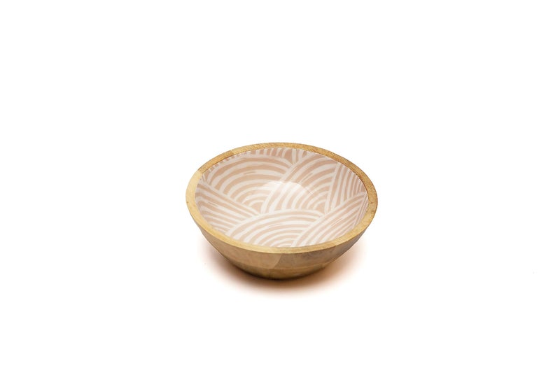 SOBE DECOR وعاء تقديم خشبي صغير من SoBe DÉCOR للفواكه أو السلطات | وعاء تقديم مصنوع يدويًا للخضروات | وعاء خشبي زخرفي فريد للفواكه والسلطات والوجبات الخفيفة | عبوة من 1 بقطر 8 بوصات x3.5 (متموج)  - Image 1
