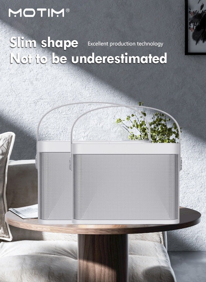 موتيم جهاز كاريوكي محمول مزود بمكبر صوت بلوتوث مع ميكروفونين، مكبر صوت لاسلكي، بطارية طويلة العمر بسعة 3000 مللي أمبير، بطارية احتياطية تدوم 5 ساعات، 7 أوضاع لتغيير الصوت، صوت جهير غني - Image 2