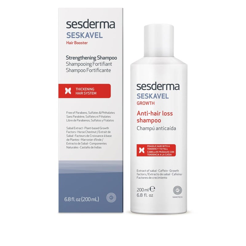 SeSDERMA Sesderma SESKAVEL Strengthening Hair Shampoo for Thinning and Fragile Hair 6.8 fl. Oz