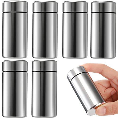 Dicunoy 6 Pack Small Storage Jars with Lids, 1.4oz Portable Aluminum Storage Containers, Waterproof Mini Metal Tins, Pocket Bottles for Spices, Tea, Traveling - Image 1