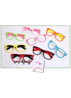 Fodattm Fodattm Set of 6 Kids Children Candy Colour Fashion Cute Glasses Frame Without Lenses Nerdy Retro Glasses Party Supplies (Colour Random)  - Image 2