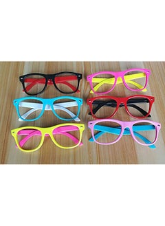 Fodattm Fodattm Set of 6 Kids Children Candy Colour Fashion Cute Glasses Frame Without Lenses Nerdy Retro Glasses Party Supplies (Colour Random)  - Image 3