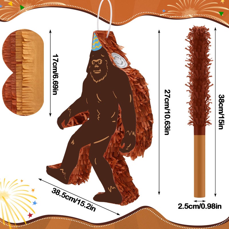 Seenelling Sasquatch PiÃ±ata 3D Gorilla Birthday Decoration with a Blindfold and Bat for Gift Holiday PiÃ±ata Party Baby Shower Supplies - Image 2