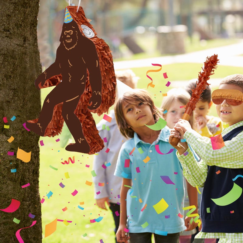 Seenelling Sasquatch PiÃ±ata 3D Gorilla Birthday Decoration with a Blindfold and Bat for Gift Holiday PiÃ±ata Party Baby Shower Supplies - Image 5